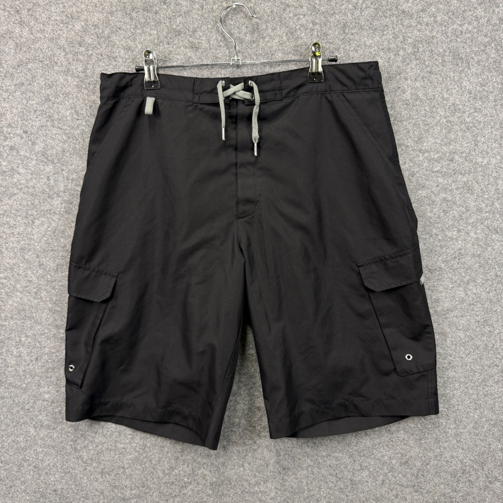 Zegna Sport Mens Black Cargo Swim Shorts Mesh Lined Size M Drawstring Trunks